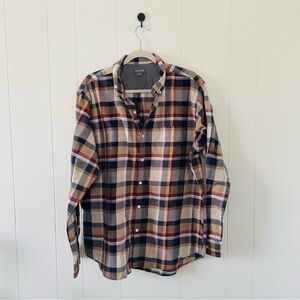 Van Heusen Plaid Button-Down Shirt in Beige, Navy & Burgundy